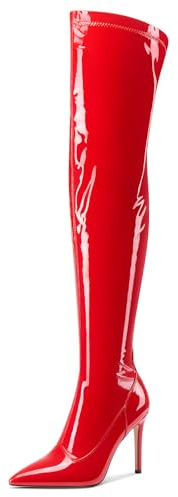 Castamere Donna Spillo Alto High Tacco Heel a Punta Sopra il Ginocchio Stivali Cerniera Feste Sexy Stivali 10 CM Heels