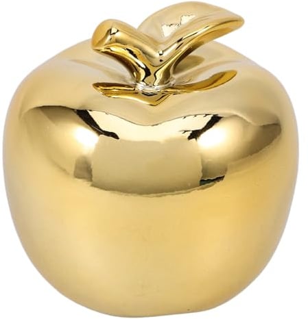 LOORGVEL Keramik Weihnachtsdeko Tischdekoration Goldener Apfel Mittelgroß Nordic Stil Für Party Und Zuhause Desktop Schmuck