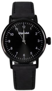 Gigandet Armbanduhr Quarz Damen Edelstahl Lederband Schwarz Grau G27-009