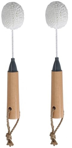 Wine Glass Cleaner Set of 2 Non-Scratch Bristle Water Bottle Cleaning Brush with Wooden Handle Safe for Crystal Champagne Flutes And Stemware champagne flute cleaner glass brush
