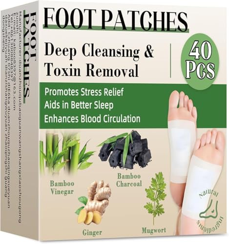 Eveellyn Detox Foot Pads, 40 Pcs 100% Natural Foot Detox Pads to Remove Toxins, Deep Cleansing, Stress Relief, Sleep Aid & Enhanced Blood Circulation (One Size)