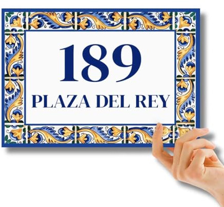 Custom Azulejo House Number Tile | Spanish Ceramic Address Plaque | Personalized Home Number Sign | Mediterranean Style Outdoor & Indoor Decor | Housewarming, Wedding & Anniversary
