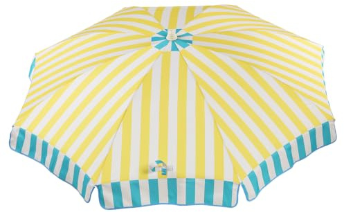 EZPELETA Sombrilla de Playa y Terraza a Rayas, Parasol Inclinable de Aluminio Ligero y Plegable, Protección Solar UPF 50+, Incluye Funda y Rosca