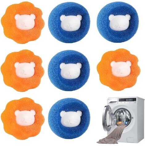 Quita Pelos Mascota, 8 PCS Atrapa Pelos Lavadora Mascotas, Bola de Lavado Reutilizable para Eliminar el Pelo de Las Mascotas en la Lavadora