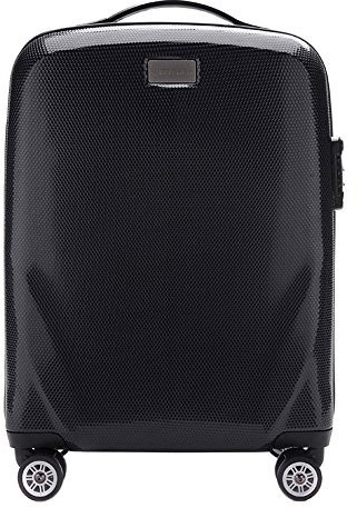 WITTCHEN PC Ultra Light Handgepäck Kleiner Koffer Kabinengröße Trolley Koffer Reisekoffer Kabinenkoffer aus Polycarbonat 4 Lenkrollen TSA Kombinationsschloss Aluminium Teleskopgriff Größe S Schwarz