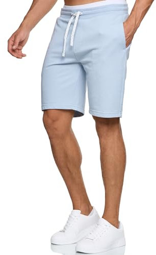Indicode Hommes Aldrich SweatShorts | Pantalon Court de survêtement à Cordon de Serrage Sky Way L
