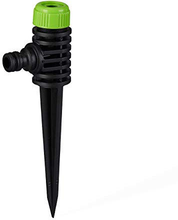 10 x Sprühregner Garten, 1/2 Zoll Wasserschlauchanschluss, mit Erdspieß, Flächen bis 30 m², Sprinkler, grün-schwarz