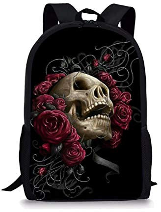 POLERO Schulrucksack Kinder Schulranzen für Junge Mädchen Schultasche Schule Rucksack Jugendliche Schulranzen Grundschule Totenkopf Print Design