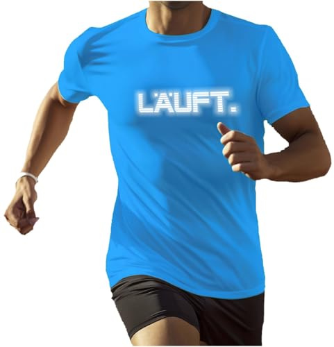 Roughtex Herren Laufshirt Reflex LÄUFT Funktionsshirt Sport Running Fitness Fun Tshirt mit Spruch
