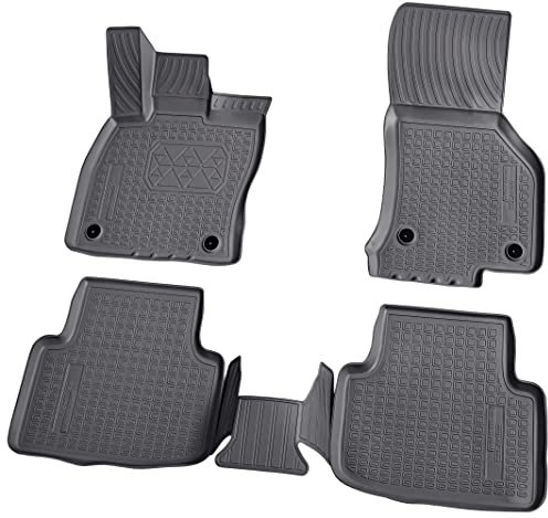 Recambo 3D Gummi Fußmatten kompatibel für VW Golf Sportsvan | BJ ab 2014> | Auto Gummimatten | Passgenau | mit Rand | schwarz