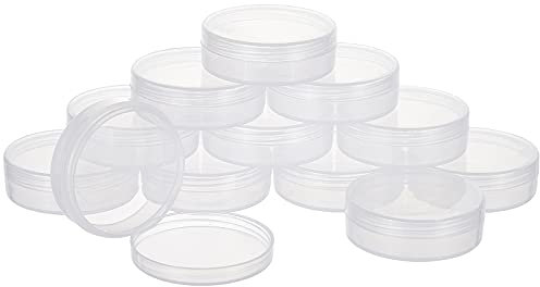 BENECREAT 20Pack PP Round Bead Storage Containers Cylinder Bead Containers Clear Storage Organizer Box 5.5x1.8cm with Screw Lids for Eye Shadow, Beads, Jewelry and Small Items