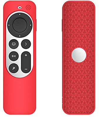 FTRONGRT Funda para Apple TV 4K 2021, Ultrafino y Ligero, Anti-Caída, Anti Choques, Funda Protectora de Silicona Suave Adecuada para el Mando a Distancia Apple TV 4K 2021.Rojo