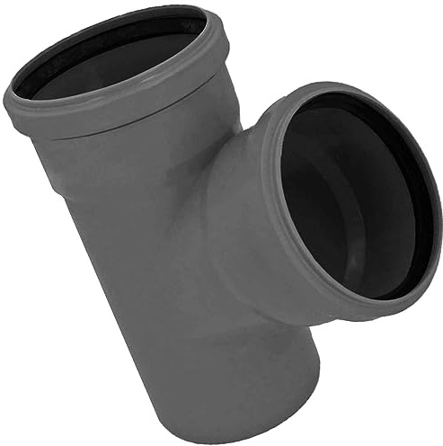 MegaHaustechnik HT Abzweig Winkel 67 Grad DN50 x DN75 für Rohr Außendurchmesser 50mm auf 75mm mit 2 Steck Muffen und Gummi-Dichtungen auf Steck-Ende außen Ø 75mm, Abwasser Abfluss Kunststoff