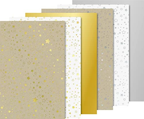 Karton-Block Sterne Gold/Silber, DIN A4