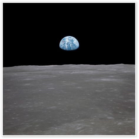 Apollo 11 – Aufgang der Erde über dem Mond Poster von NASA 50 x 50 cm Schwarz Wandbilder Wanddeko