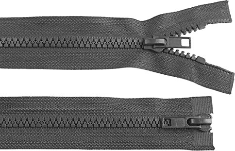1 Reißverschluss 2-Wege 5mm 70 cm teilbar Autolock Doppelzipper Farbwahl, Farbe:grau