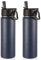 Volhoply Insulated Water Bottles with Straw Bulk 2 Pack, 660ml Reusable Stainless Steel Sports Bottle with Handle Lid, Double Walled Vacuum Metal Travel Cold Water Tumbler with Wide Mouth (Navy,2 Set)