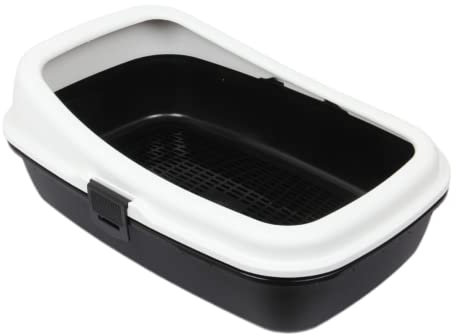 3-Layer Sifting Cat Litter Tray System - Large Plastic Dual Tray with Sieve, Low Entrance & Removable High Rim - 59 x 39 x 23 cm
