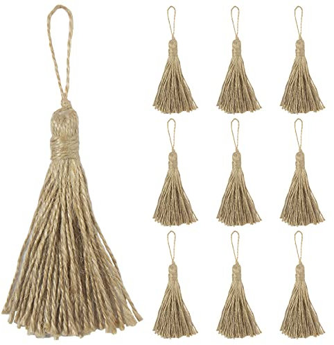 VAPKER 20 Borlas de Yute Natural Con Lazo, Cuerda de Cáñamo para Decoración de Manualidades