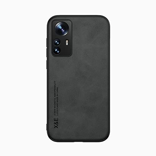 Kepuch Silklike Cover per Xiaomi 12 - Custodia Case Piastra Metallica Incorporata per Xiaomi 12 - Nero