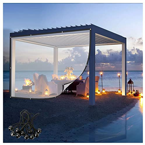 CghhDY Vinyl Vorhang Outdoor Wasserdicht Transparente VorhängeSchwere Transparente Pergola Seitenteile, für Balkon Vorhänge, Gewächshaus Isolierung, Gazebo (Color : Clear, Size : 2x2.5m/6.6x8.25ft)
