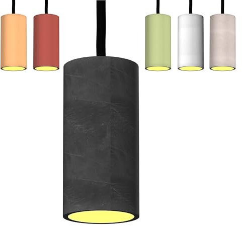 Betoniq Pendelleuchte Beton modern klein NARA13 außen schwarz innen schwarz - Industrial Design Betonlampe Hängelampe mit LED Glühbirne und Fassung GU10 - Hängeleuchten & Pendelleuchten in Betonoptik