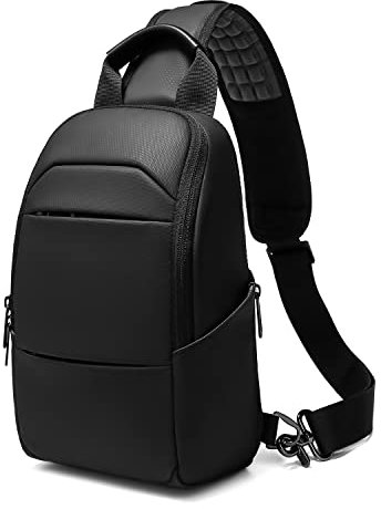 GYakeog Crossbody Bag Herren Wasserdicht Sling Bag für 9,7 Zoll iPad Schultertasche mit USB-Anschluss Umhängetasche Brusttasche für Arbeit Radfahren Sport Reisen-Schwarz