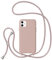 ZTOFERA Crossbody Lanyard Case for iPhone 11, Liquid Silicone Protective Phone Case with Adjustable Strap Neck Cord Necklace Girls Women Soft Cover for iPhone 11, Pink