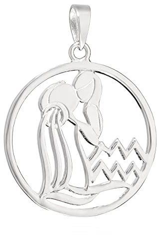 NKlaus 21mm Kettenanhänger Sternzeichen Wassermann 925 Silber glanz Anhänger Zodiac 14127