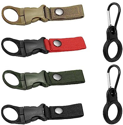 TAFACE 4 hebillas para botellas de agua, 2 hebillas de silicona para botellas de agua, ganchos para botellas de agua, adecuado para diversas actividades al aire libre