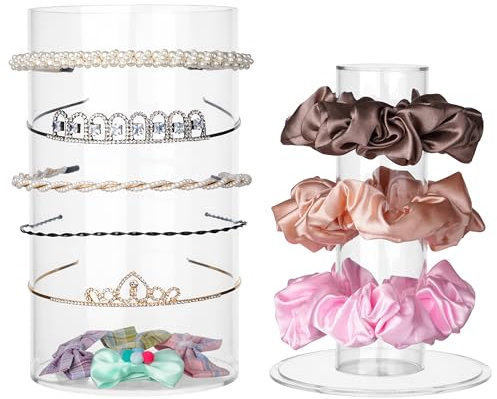 Winter Shore Acryl Scrunchie Halter & Haarreifen Ständer - Durchsichtige Aufbewahrung Haargummis, Haarschmuck, Schleifen, Accessoires - Armband Ständer für Schmink-/Schreibtisch, Bad, Schlafzimmer