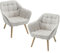 chairus 2er Set Gepolsterter Armlehnensessel Leinen Einzelsofa Loungesessel für Wohnzimmer Modern Armlehnstuhl mit Holzbeinen (Beige-2)