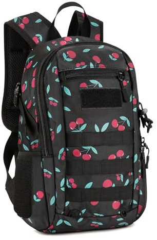 HUNTVP 12L Mini Rucksack Taktisch Wanderrucksack Molle Schultasche Wasserdicht Daypack Militärisch Schulrucksack Studenttasche Unitasche Sporttasche für Herren Damen Outdoor (12L-Rot)