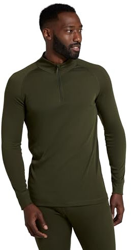Mountain Warehouse Talus Mens Thermal Baselayer Top - Long Sleeve Sweater, Zip Neck, Quick Drying Pullover, Breathable, Lightweight - Great for, Travelling Khaki (Zip Neck) XS