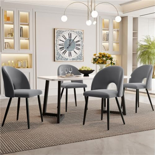Set Tavolo Da Pranzo Rettangolare 117×68 Cm Con 4 Sedie Gambe Della Sedia Regolabili Gruppo Da Pranzo Per 4 Persone Set Tavolo Da Cucina Moderno Per Sala Da Pranzo Mobili Gambe Del Tavolo Grigio Nero