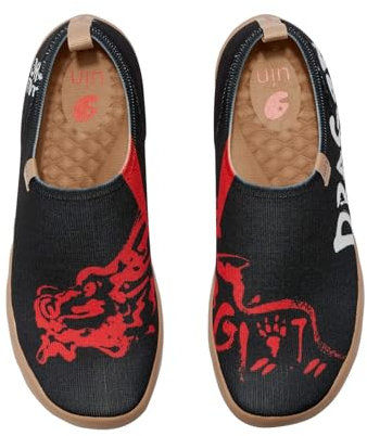 UIN Jahr des Drachen Damen Reise Walking Schuhe Slip On Casual Loafers 2024 Chinesisches Neujahrsfest, Toledo I - Fiery Rider 2, Size EU 39