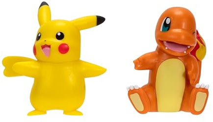 Pokémon PKW3585 - Battle Figure Pack - Pikachu und Glumanda, offizielle detaillierte Figuren, je 5 cm