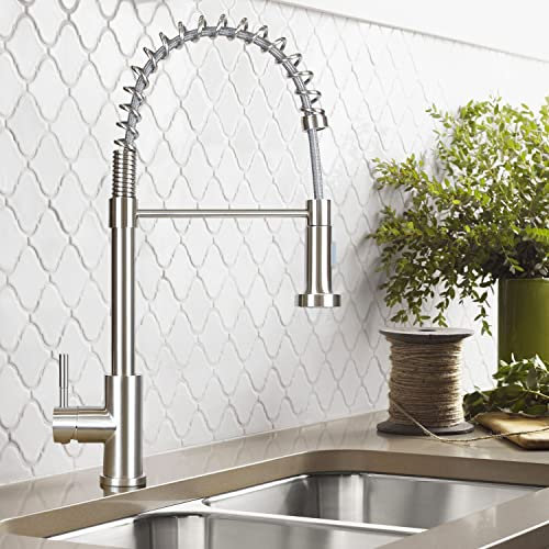 Mursche Küchenarmatur Spüle Wasserhahn Küche - Armatur mit Feder Brause Ausziehbar Spültischarmatur Edelstahl Gebürstet mit 2 Strahlarten Mischbatterie 360° Schwenkbar Küchenwasserhahn