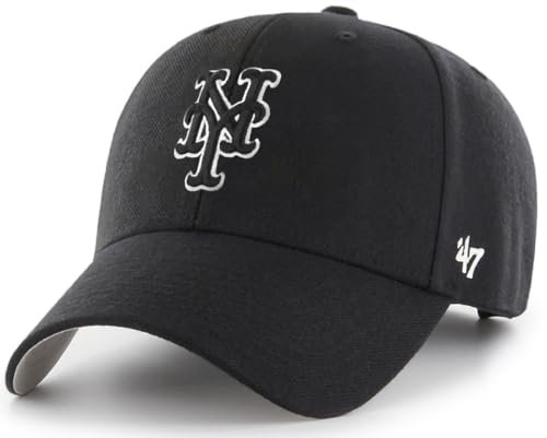47 Unisex Black White Structure Hat Baseballkappe, New York Mets-Schwarz, Einheitsgröße
