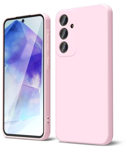 oakxco for Samsung Galaxy A55 5G Case Liquid Silicone, Soft Rubber Gel Elegant Aesthetic Basic Simple Cover, Cute Thin Slim TPU Matte Solid Color Plain Smooth Case for Women Girl, Light Pink