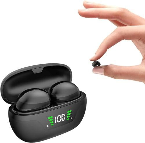 Cmeilau 2024 Nuevos Mini audífonos Invisibles inalámbricos Bluetooth Ocultos IPX5, estéreo con cancelación de Ruido, Bluetooth pequeño y Discreto, audífonos Impermeables para Dormir de Lado (Black)