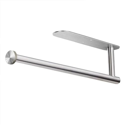 katmerio Küchenrollenhalter Wand Hängen Ohne Bohren, 335mm Selbstklebend oder Bohren Küchenpapierhalter, Space Aluminium Papierrollenhalter für Küche, Bad(Silber)