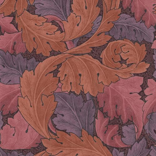 Papier peint intissé William Morris Acanthus Plum 1005 x 52cm Violet | Revêtement Mural, Tapisserie | Ambiance Facile à poser et à enlever