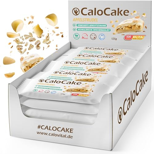 Nahrung hochkalorisch für Gewichtszunahme | Ausdauer-, Masse- & Energieriegel viel Protein & 530 Kalorien | Mahlzeiten Riegel vegan laktosefrei | CaloCake CaloVital 24er Box (Apfelstrudel) | Hochkalorisch zur Gewichtszunahme, Ausdauer- & Energieriegel mit viel Protein, vegan & laktosefrei