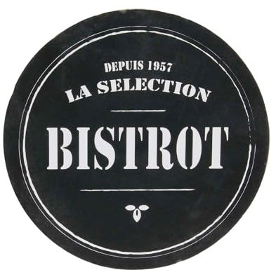 Lot 4 Dessous de Verre Ronds en Bois Bistrot - 3 modèles Différents (Noir 1)
