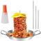 Spiedo verticale in acciaio inox per barbecue, 25,4 cm, con spiedini di 3 dimensioni per grill, forno, girarrosto