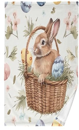 CHIFIGNO Dekoratives Handtuch, 40,6 x 71,1 cm, Osterhasen und Eier, Badetücher, Baumwolle, Küchenhandtücher, Waschlappen