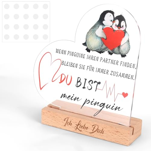 Pinguin Geschenk Für Paare, Jahrestag Hochzeitstag, Acryl Holzschild | Liebevolle Deko Mit Warmer Botschaft Für Valentinstag Oder Weihnachten, Passend Für Ihn, Sie, Ehemann Und Ehefrau