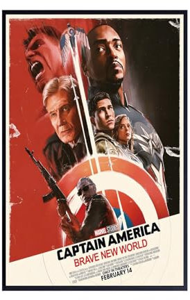 TESIOON Captain America: Brave New World Movie Poster Film #1 - Matte Wandposter Frameless Gift 15x22.8 inch(28cm x 43cm), Noframe