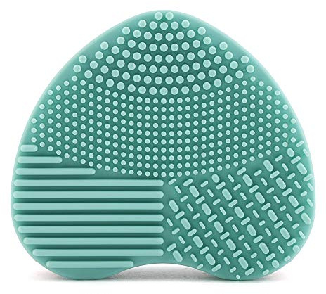 7 Farben Make-up-Pinselreiniger, Silikon-Herz-Handschuh, Reinigung, Kosmetikbrett, Waschwäscher (Mintgrün)